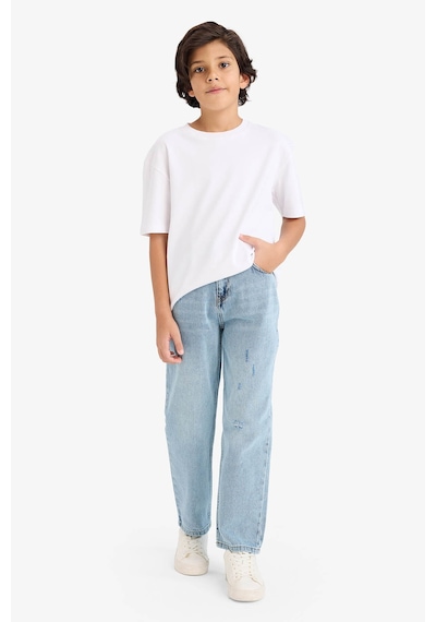 Defacto Erkek Çocuk Loose Fit Yırtık Detaylı Düz Paça Jean Pantolon G6698a826spnm39 Mavi-nm39