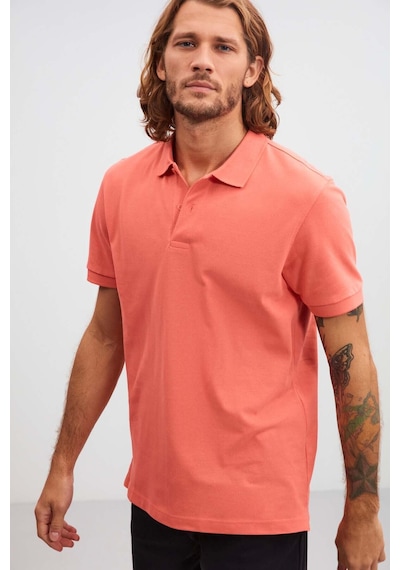 Grimelange Morgan Erkek Regular Kalıp %100 Pamuk Pembe Polo Yaka T-shirt