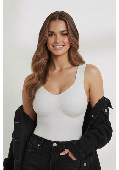 Mistirik Morcia Model Alttan Çıtçıtlı Sıkılaştırıcı Örme Kumaşlı Düz Toparlayıcı Body Beyaz Renk