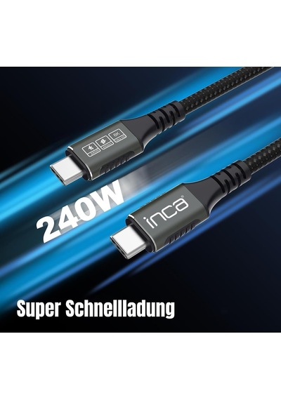 Inca Itct-40 Usb4 8k 60hz Thunderbolt 4/3 40 Gbps Pd240w Type-c To Type-c Kablo-0.8m Usb 4, 40gbps Veri Aktarım Kapasitesi Gan Şarj Cihazı Ve Tüm Usb C Tipi Cihazlar