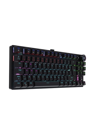 Ryba Kablolu, 2.4g Kablosuz Ve Bluetooth 5.2 Mekanik Gaming Klavye, Türkçe Düzen, Mavi Switch, Siyah, 88 Tuş, Rainbo