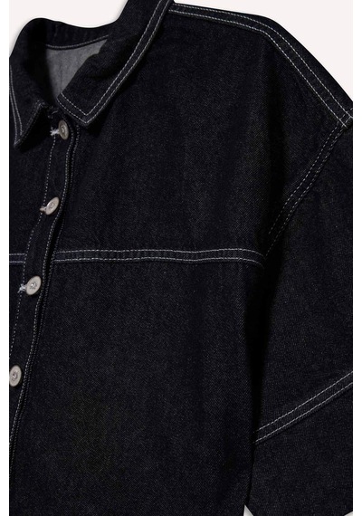 Defacto Kız Çocuk Düğmeli Denim Ceket G3489a825aubk27 Siyah