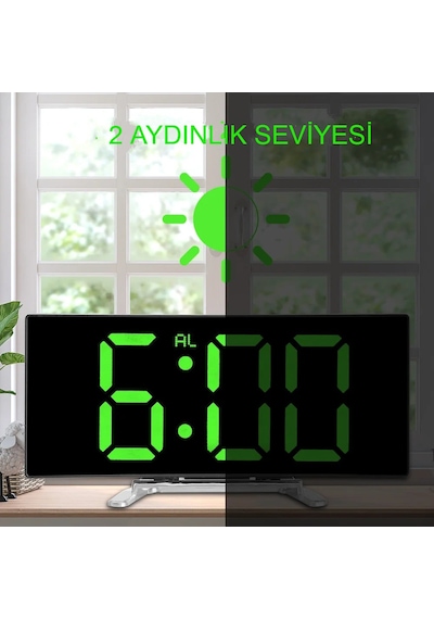 Oval Dijital Masa Saati Alarm Termometreled Ekranlı Alarmerteleme
