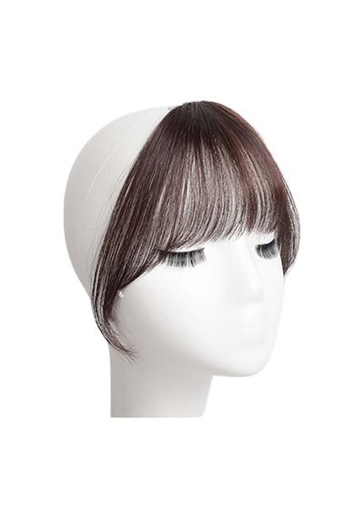 Sahte Patlama Tapınaklarla Saç Uzatma - Doğal Günlük Görünüm İçin Wispy Fringe Clip -on Light Brown