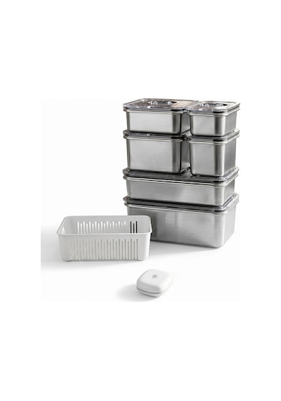Aryıldız Vacuum & Fresh Çelik 14 Parça Saklama Kabı Seti Çok Renkli