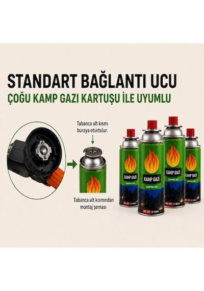 8 Adet Kamp Gazı Gaz Tüpü Portatif Ocak Kartuşu Tek Kullanımlık Pürmüz 400 Ml 227 Gr Yeşil