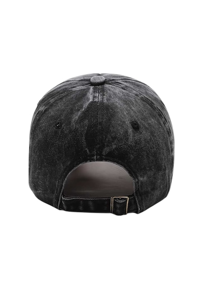 Tezzgelsin Unisex Eskitme Rock Nakışlı Ayarlanabilir Beyzbol Kep Şapka Siyah