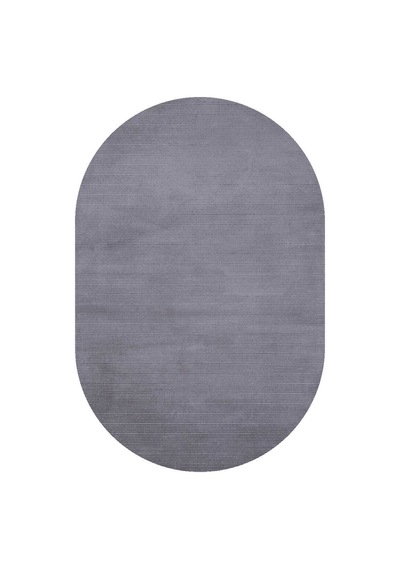 Düz Renk Çizgili Nar Yumuşak Dokulu Akrilik Oval Halı Nr01 Koyu Gri