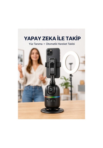 Yeni Telefon Ve Kamera Uyumlu 360 Otomatik Takipli Akıllı Masa Tripodu Yeni Nesil Trend