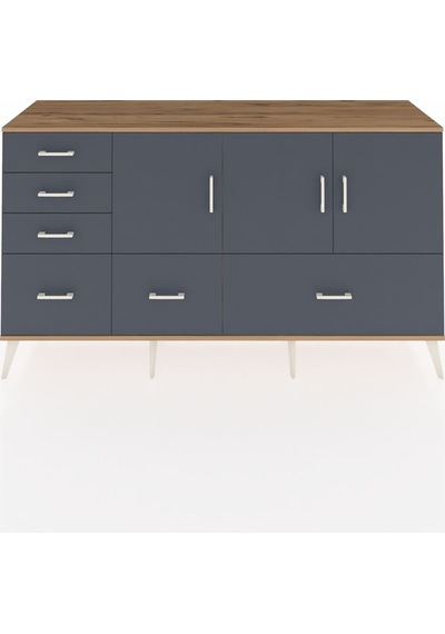 Kronos Konsol 4 Raflı 6 Çekmeceli 3 Kapaklı 176x59x99 Çam-antrasi Çam-antrasit
