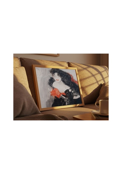 Klimt Flamenko Kostümlü Dansçı Çerçevesiz Poster 30x42 Cm A3 Tablo Art Nouveau Duvar Dekoru