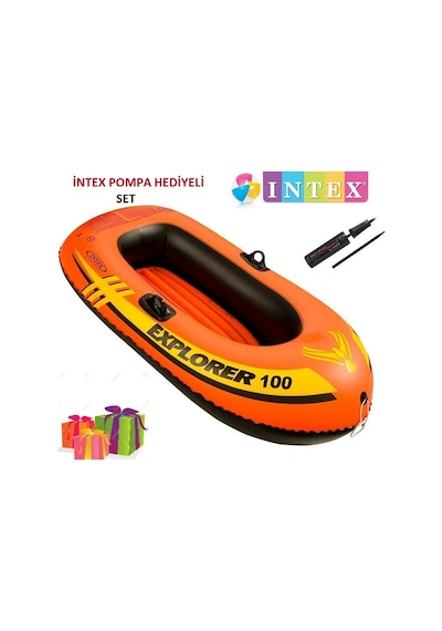Şişme Bot Tek Kişilik İntex 58329 Explorer 100 Pompa Dahil Çok Renkli