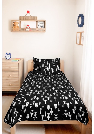 Siyah Geometrik Genç Odası Tek Kişilik Pike Takımı - Modern Minimal 160x220 Cm Kapitone Yatak Örtüsü Hafif Halı Sarmalı
