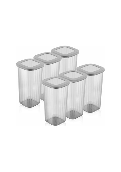 Vienev Etiketli Poly Kapak 1.75 L Saklama Kabı Antrasit - Beyaz 6'lı
