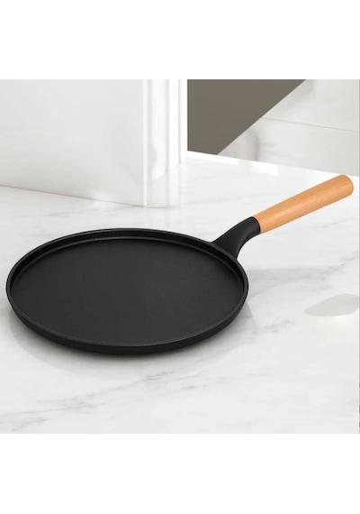 Noble Life Döküm Granit Krep Tavası 28cm Ahşap Saplı Düz