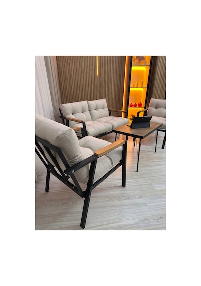 Houseart Menekşe Balkon, Bahçe,teras,cafe - Salon - Metal Kanepe Koltuk Takımı - 2 1 1 Sehpa Krem Houseart Menekşe Balkon, Bahçe,teras,cafe - Salon - Metal Kanepe Koltuk Takımı - 2 1 1 Sehpa Krem