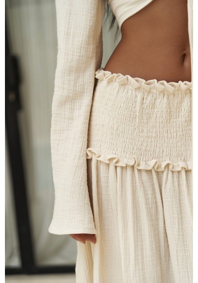 Mai Collection Mai Studios Co. Marshanda Bej Crop Etek Takım Bej