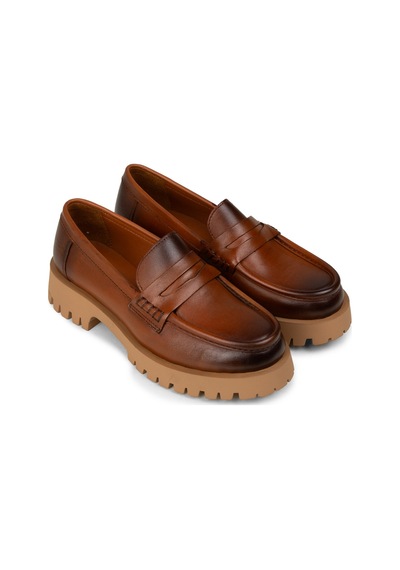 Deery Kadın Hakiki Deri Taba Rengi Loafer Ayakkabı - 02034ztbac02
