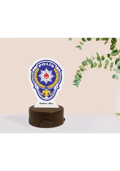 Kişiye Özel Polis Tasarımlı Dekoratif 3D Biblo Led Işıklı Gece La (487038700)