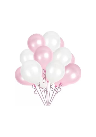 20 Adet Metalik Sedefli Parlak Pembe Ve Beyaz Balon