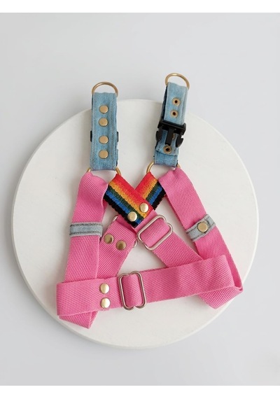Köpek Göğüs Tasması Orta Irk Ayarlamalı Kolon Kordon Pembe