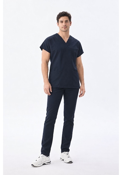 Classic - Lacivert Likralı Üniforma Takım Scrubs 122 Lacivert