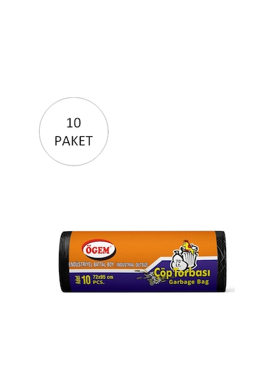Endüstriyel Battal Boy Çöp Torbası 72 X 95 Cm 10 Lu Rulo X 20 Paket 200 Adet Siyah