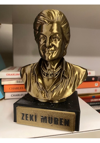 Zeki Müren Büst Figür 13 Cm Altın Sarısı Koleksiyonluk Heykelcik & Dekoratif Masaüstü Süsü