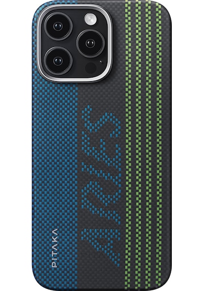 Apple Uyumlu iPhone   16 Pro Max Kılıf   Magsafeli Lumintex Teknoloji Fosforlu Aramid Fiber Pitaka Aries Seri Credit
