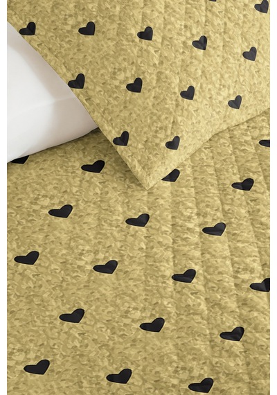 Kalpli Sarı Genç Odası Tek Kişilik Pike Takımı - Minimal Siyah 160x220 Cm Kapitone Yatak Örtüsü Turkuaz