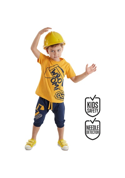 Kepçe Erkek Çocuk T-shirt Kapri Şort Takım