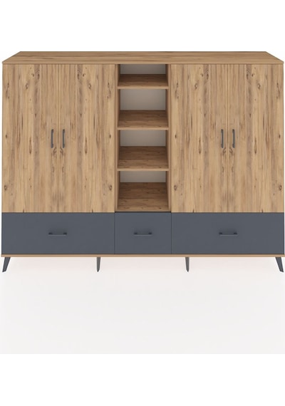 Hyperion Dolap 12 Raflı 3 Çekmeceli 4 Kapaklı 220x44x163 Çam-çam/ Çam-çam/antrasit Hyperion Dolap 12 Raflı 3 Çekmeceli 4 Kapaklı 220x44x163 Çam-çam/ Çam-çam/antrasit