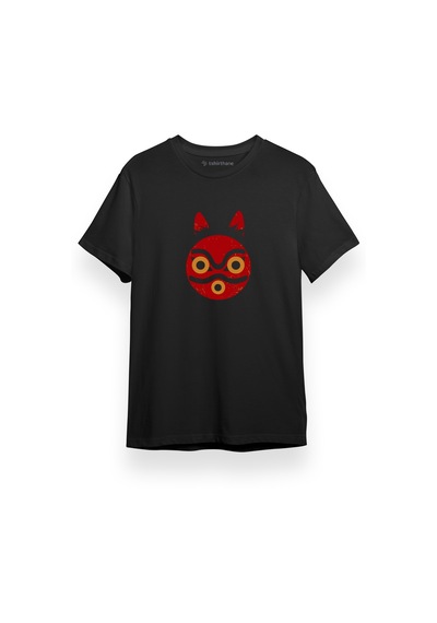 Princess Mononoke Mask Siyah Kısa Kol Erkek Tshirt 001