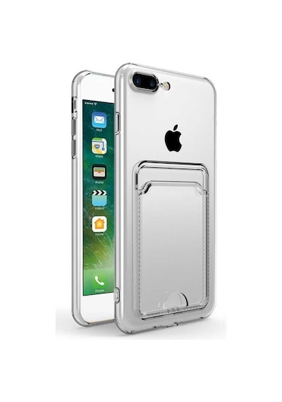 Iphone 7 Plus Uyumlu Kılıf Şeffaf Kamera Korumalı Cüzdanlı Kartlıklı Silikon Kapak Colr22001-şeffaf