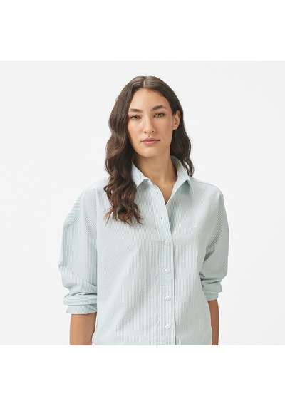 Nautica Kadın Yeşil Regular Fit Çizgili Gömlek Çizgili 55w057t Yeşil