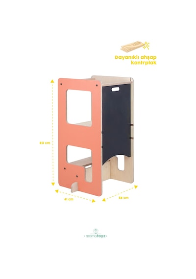 Flip Terra Cotta 3'ü 1 Arada Öğrenme Kulesi & Aktivite Masası & Yazı Tahtası Turuncu Rengi Terra Cotta