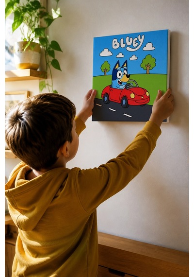 Bluey Araba Macerası Şövalesiz Boya Seti 20x20