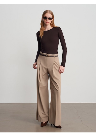 Dilvin 72646 Kemerli Palazzo Pantolon-camel