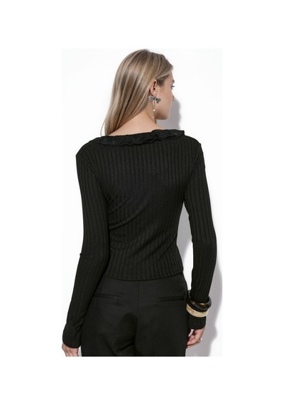 Hiccup Busem Dar Kesim, Fitilli Crop Hırka Siyah