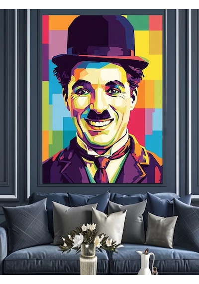 Charlie Chaplin Ünlü Portre Dekoratif Kanvas - Mdf Ahşap Tablo