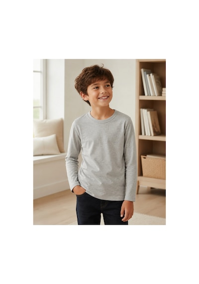 Rony Pony Kids Kız Erkek Çocuk 3 Lü Uzun Kollu Bisiklet Yaka Badi Tişört Siyah Gri Beyaz