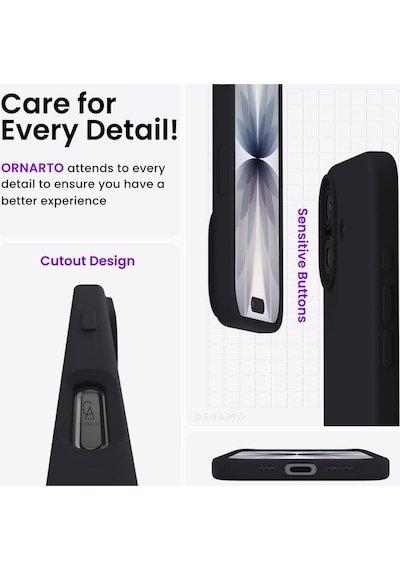 Apple Uyumlu iPhone 17 Içi Kadife Lansman Kılıf Ve Seramik Tam Kaplayan Cam Ekran Koruyucu Siyah