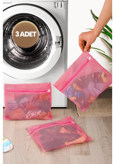 3 Adet Bebek Çocuk Çorap Yıkama Filesi Pembe Diğer