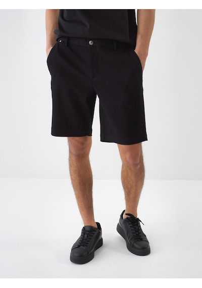 Xint Siyah Pamuk Dokulu Slim Fit Şort 180276