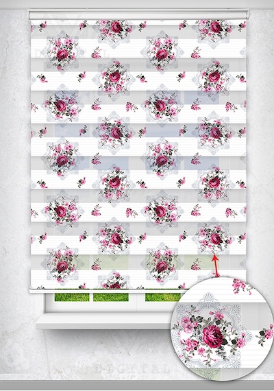 Çiçek Deseni Baskılı Zebra Perde - Dijital Baskılı Zebra Stor Perde Çok Renkli