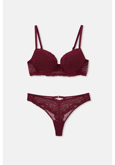 Eros 1210 Salvia Boş Cup Sütyen Külot Takım Bordo V3