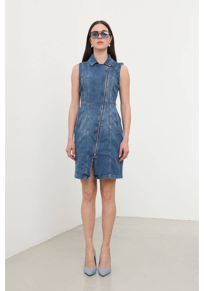 Banny Jeans Kadın Fermuarlı Jean Elbise Mavi