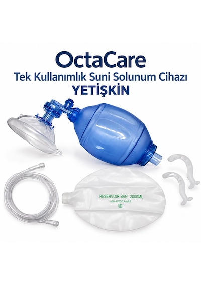 Octacare Yetişkin Tek Kullanımlık Ambu Resüsitatör Suni Solunum Cihazı Manuel Ventilasyon Seti 2 Adet