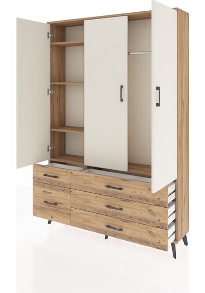 Arges Dolap 5 Raflı 5 Çekmeceli Tek Askılı 132x30x195 Çam-aytaşı/çam Aytası/atlas Çam Arges Dolap 5 Raflı 5 Çekmeceli Tek Askılı 132x30x195 Çam-aytaşı/çam Aytası/atlas Çam