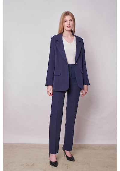 Kadın Yakalı Cep Kapaklı Uzun Kol Hafif Likralı Kumaş Oversize Blazer Ceket Pantolonu Jument 40075 -lacivert Lacivert Kadın Yakalı Cep Kapaklı Uzun Kol Hafif Likralı Kumaş Oversize Blazer Ceket Pantolonu Jument 40075 -lacivert Lacivert